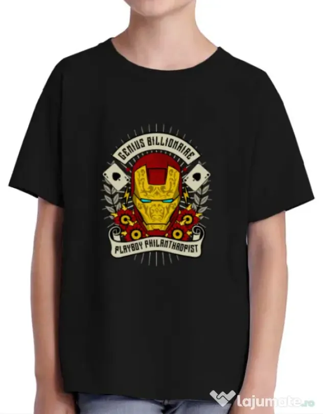 Tricou ADLER copil Genius Billionaire Negru