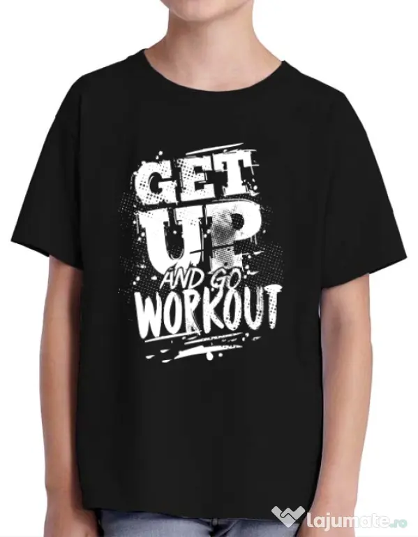 Tricou ADLER copil Get up and go workout Negru