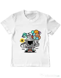 Tricou ADLER copil Gift From Outer Space Alb