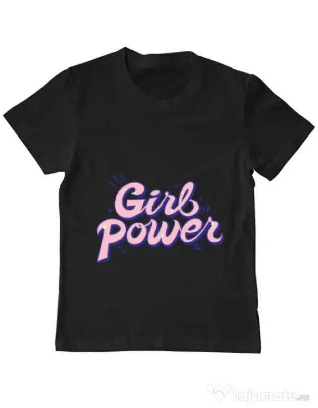 Tricou ADLER copil Girl power Negru