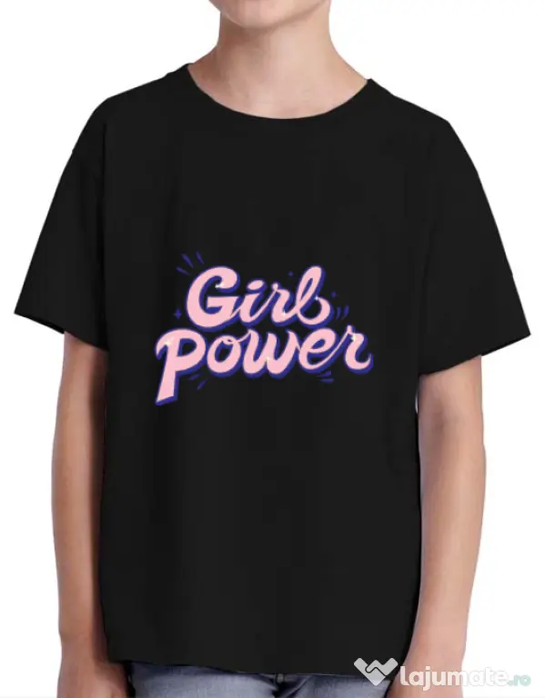 Tricou ADLER copil Girl power Negru