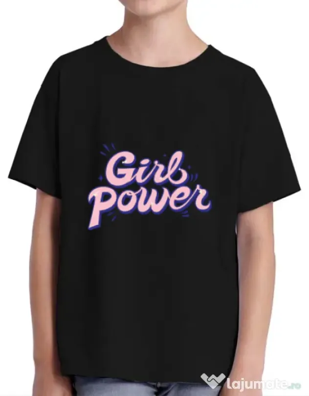 Tricou ADLER copil Girl power Negru