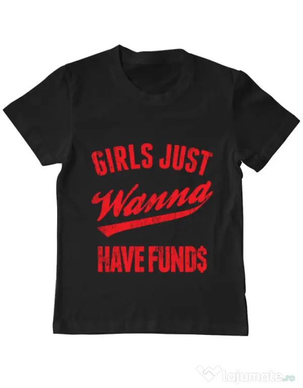 Tricou ADLER copil Girls wanna have funds Negru