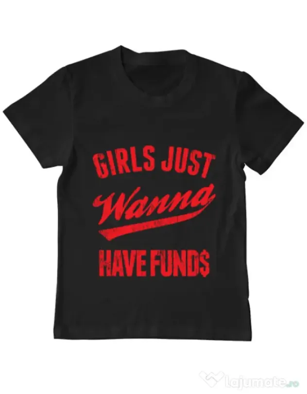 Tricou ADLER copil Girls wanna have funds Negru