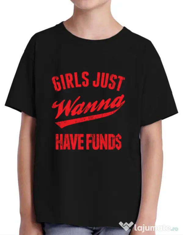 Tricou ADLER copil Girls wanna have funds Negru