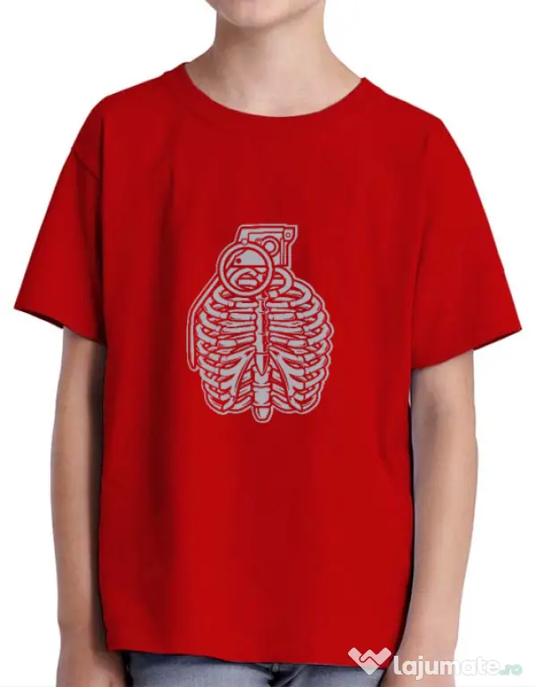 Tricou ADLER copil Grenade Ribcage Rosu