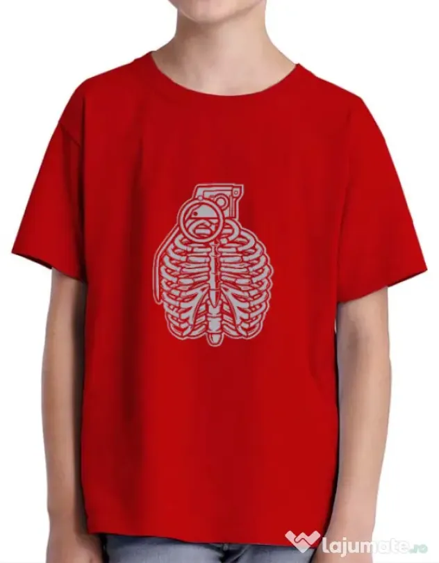 Tricou ADLER copil Grenade Ribcage Rosu