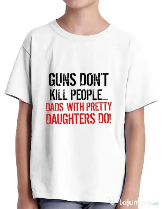 Tricou ADLER copil Guns dont kill Alb