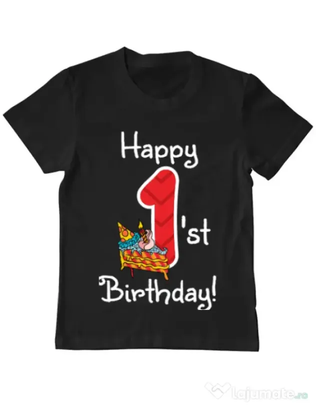 Tricou ADLER copil Happy Birthday! Negru