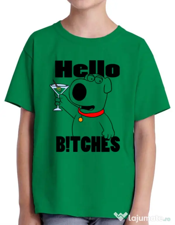 Tricou ADLER copil Hello bitches Verde mediu