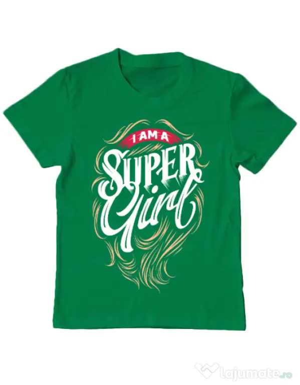 Tricou ADLER copil I am a Super Girl Verde mediu