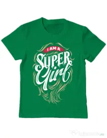 Tricou ADLER copil I am a Super Girl Verde mediu