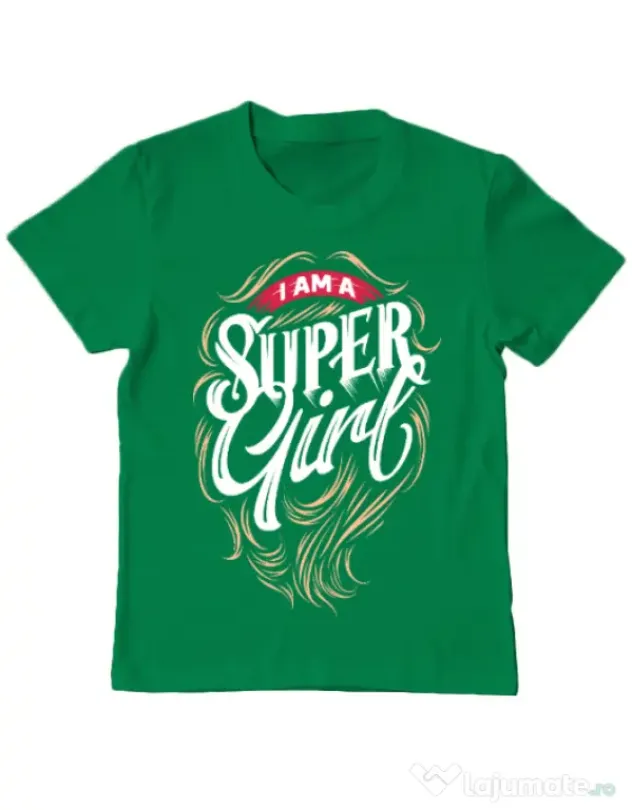 Tricou ADLER copil I am a Super Girl Verde mediu