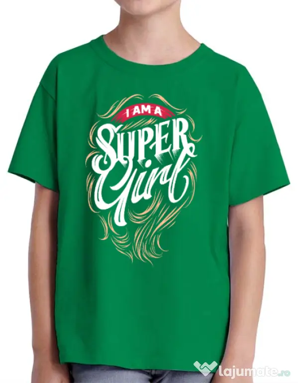 Tricou ADLER copil I am a Super Girl Verde mediu