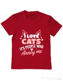 Tricou ADLER copil I love cats Rosu
