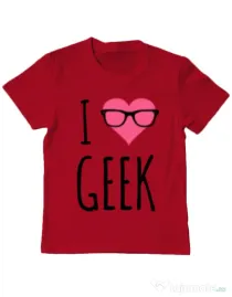Tricou ADLER copil I love geek Rosu