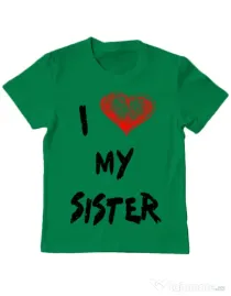 Tricou ADLER copil I love my sister Verde mediu