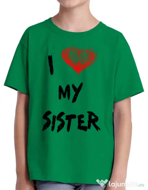Tricou ADLER copil I love my sister Verde mediu