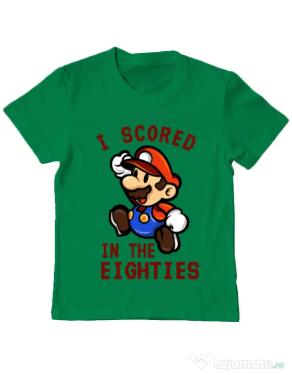 Tricou ADLER copil I scored in the eighties Verde mediu