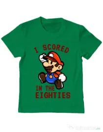 Tricou ADLER copil I scored in the eighties Verde mediu