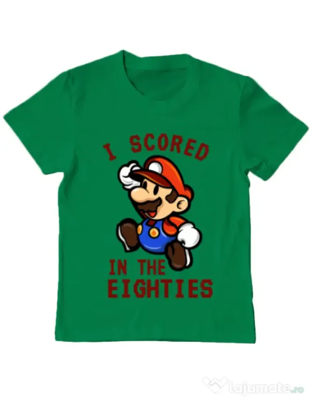 Tricou ADLER copil I scored in the eighties Verde mediu