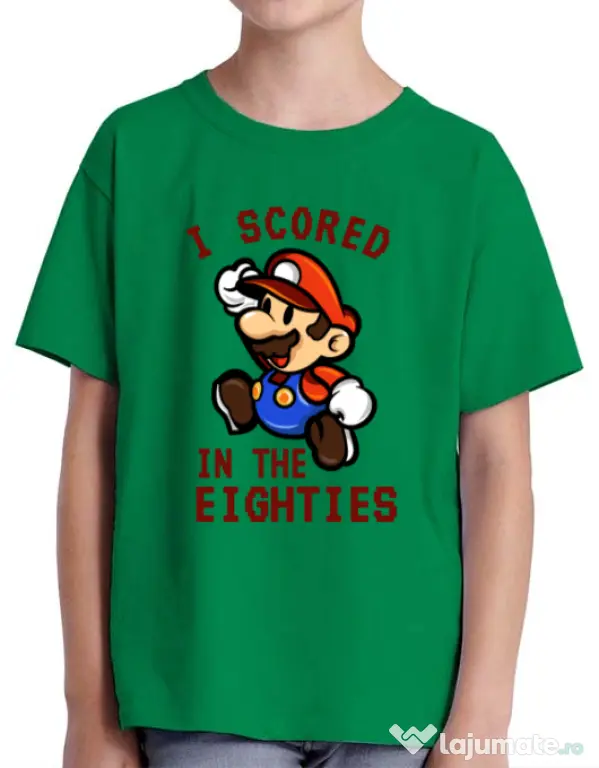 Tricou ADLER copil I scored in the eighties Verde mediu