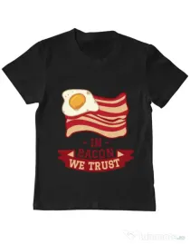 Tricou ADLER copil In bacon we trust Negru