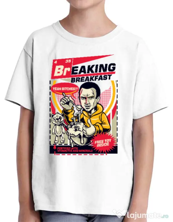Tricou ADLER copil Jesse breakfast Alb