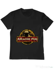 Tricou ADLER copil Jurassic Pug Negru