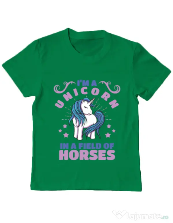 Tricou ADLER copil Just a unicorn Verde mediu