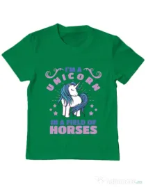 Tricou ADLER copil Just a unicorn Verde mediu