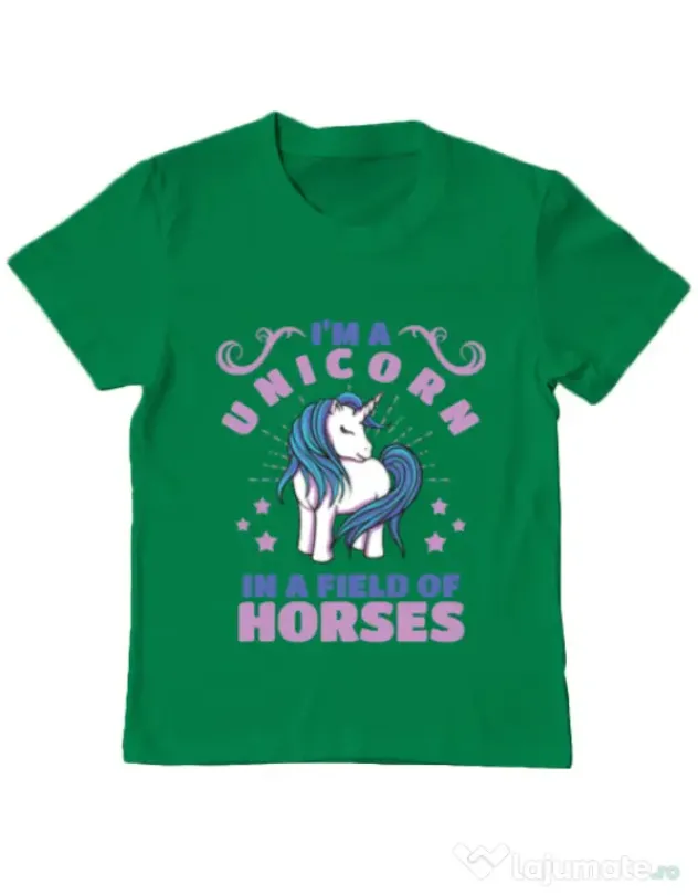 Tricou ADLER copil Just a unicorn Verde mediu