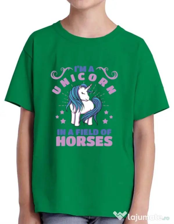 Tricou ADLER copil Just a unicorn Verde mediu