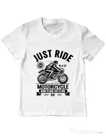 Tricou ADLER copil Just ride Alb