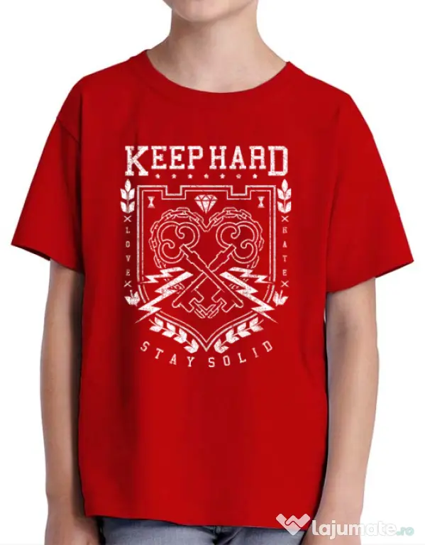 Tricou ADLER copil Keep Hard Rosu