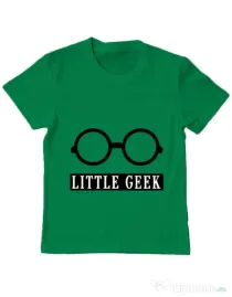 Tricou ADLER copil Little geek Verde mediu