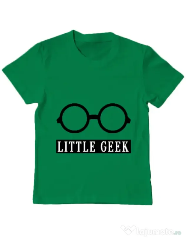 Tricou ADLER copil Little geek Verde mediu