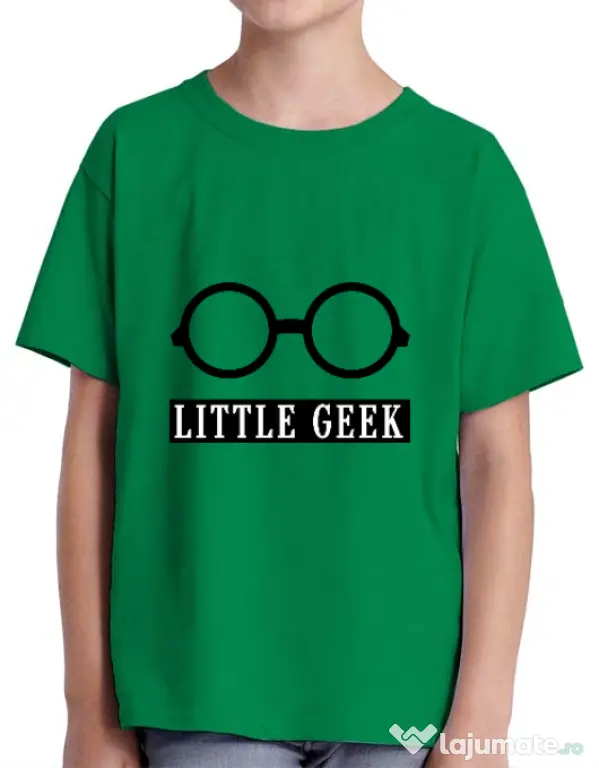 Tricou ADLER copil Little geek Verde mediu