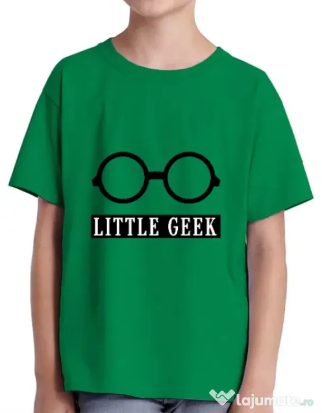 Tricou ADLER copil Little geek Verde mediu