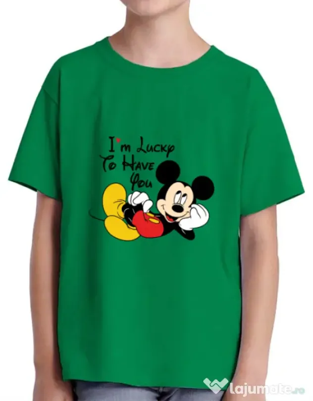 Tricou ADLER copil Lucky to have you Verde mediu