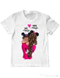 Tricou ADLER copil Mama and baby Mouse Alb