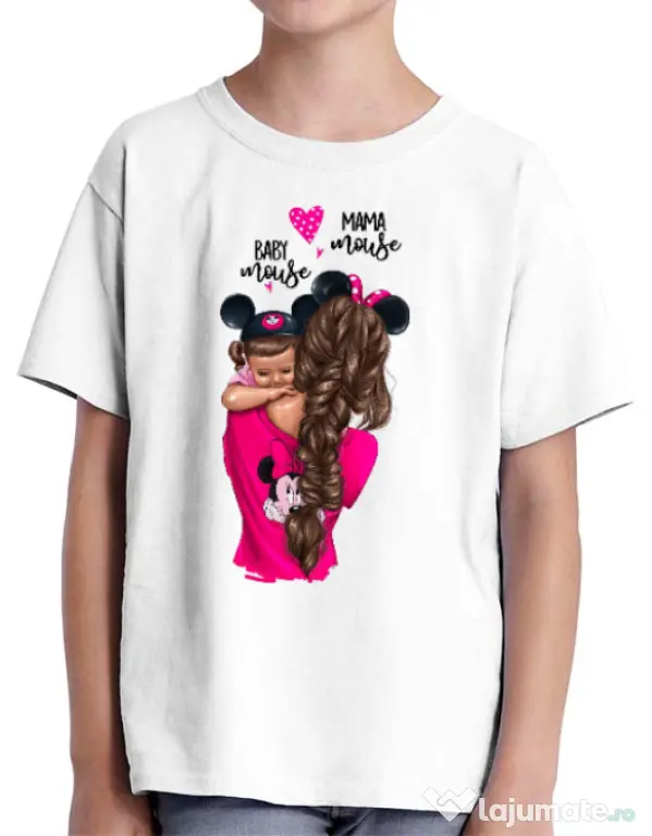 Tricou ADLER copil Mama and baby Mouse Alb
