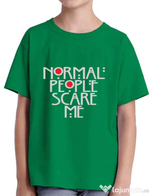 Tricou ADLER copil Normal people scare me Verde mediu