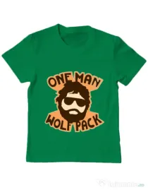 Tricou ADLER copil One man wolf pack Verde mediu