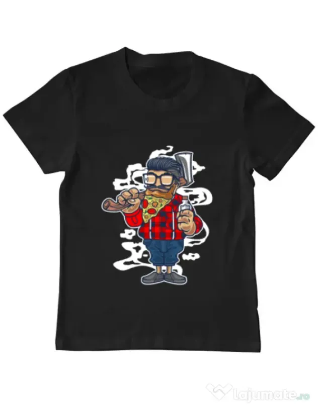 Tricou ADLER copil Pizza Beard Negru
