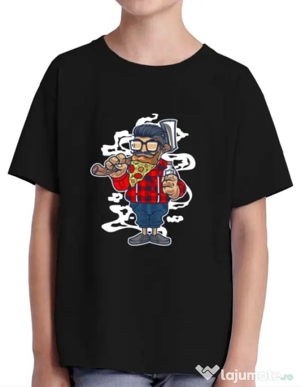 Tricou ADLER copil Pizza Beard Negru