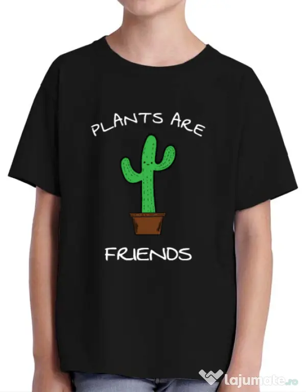 Tricou ADLER copil Plants are friends Negru