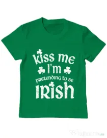 Tricou ADLER copil Pretending to be irish Verde mediu