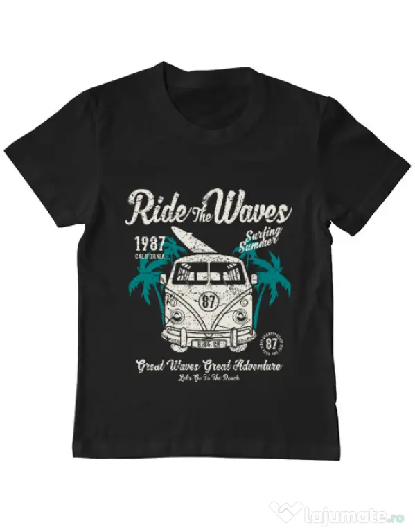 Tricou ADLER copil Ride The Waves Negru