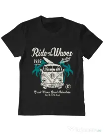 Tricou ADLER copil Ride The Waves Negru